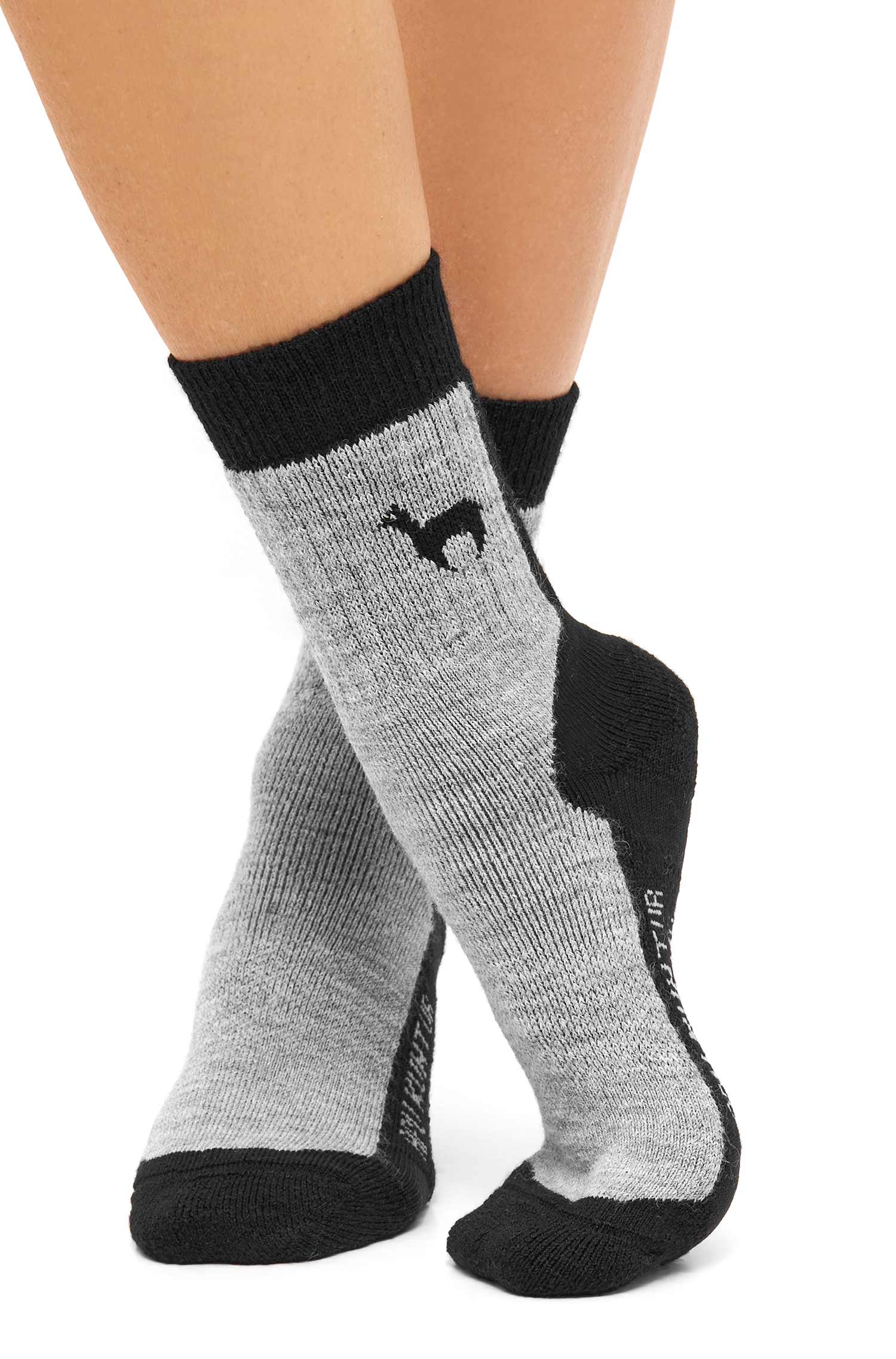 Alpaka Socken TREKKING-schwarz/grau