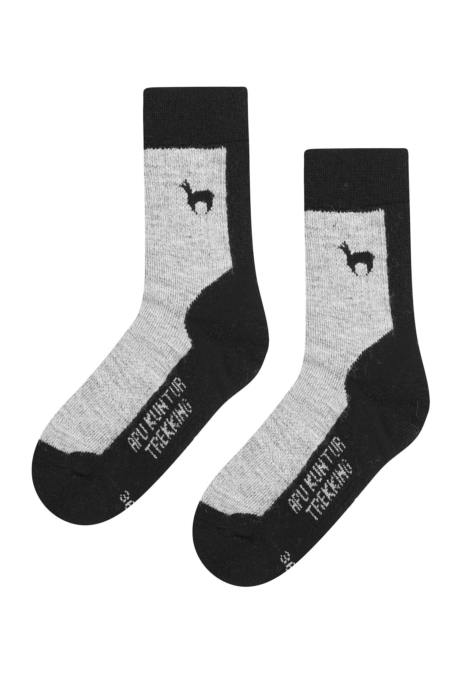 Alpaka Socken TREKKING-schwarz/grau
