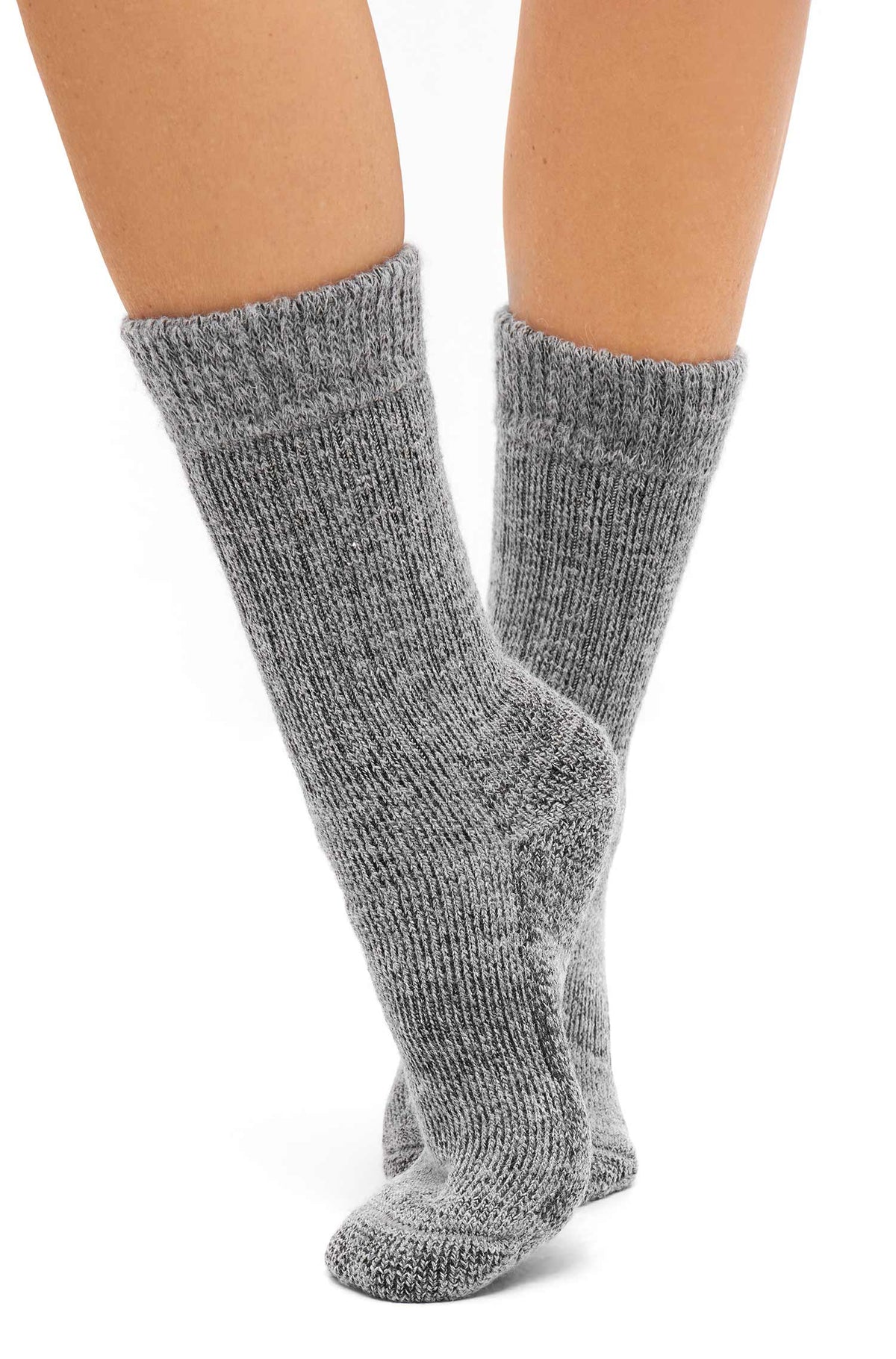 Alpaka Socken KUSCHEL-grau meliert