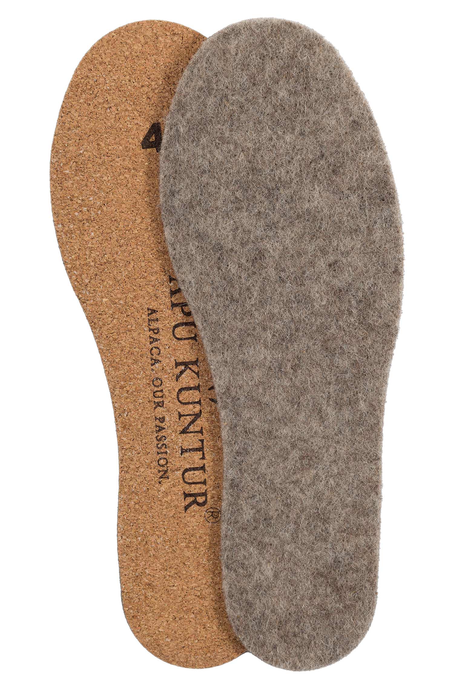 Alpaka Sohlen THERMO mit Kork-Unterseite-braun