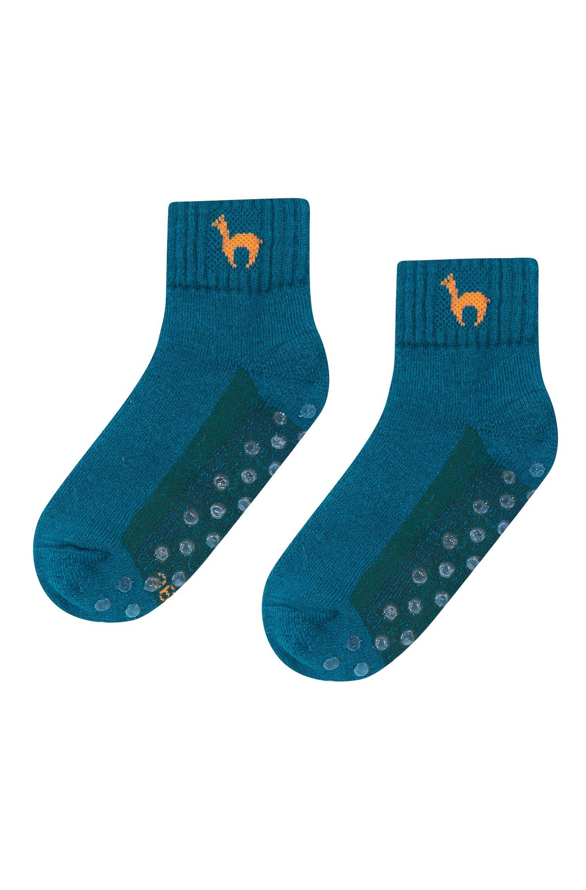 Alpaka Socken ABS kurz-petrol
