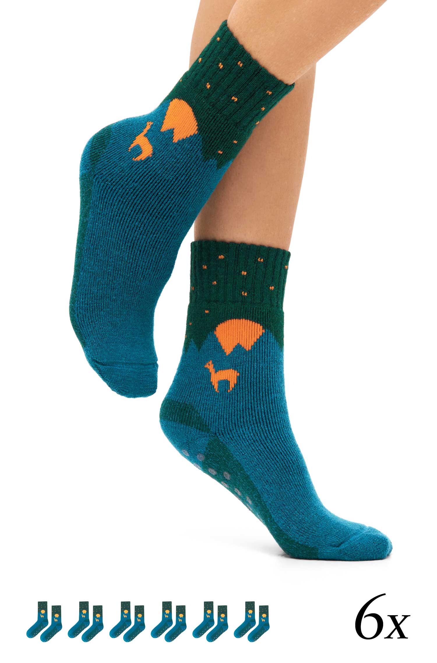 Alpaka Socken ABS | 6er-Pack-petrol