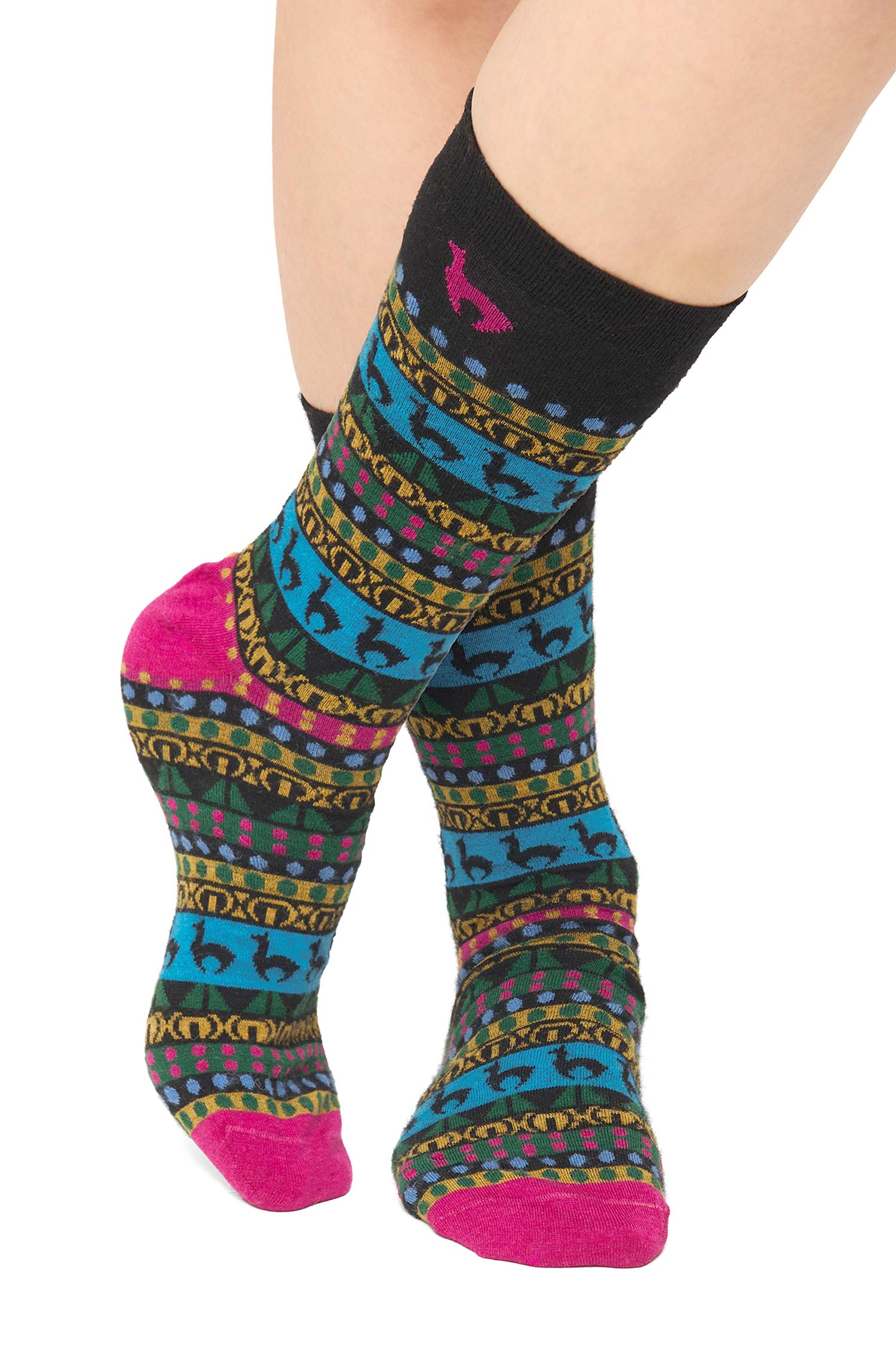 Alpaka Socken CUSCO-schwarz/fuchsia