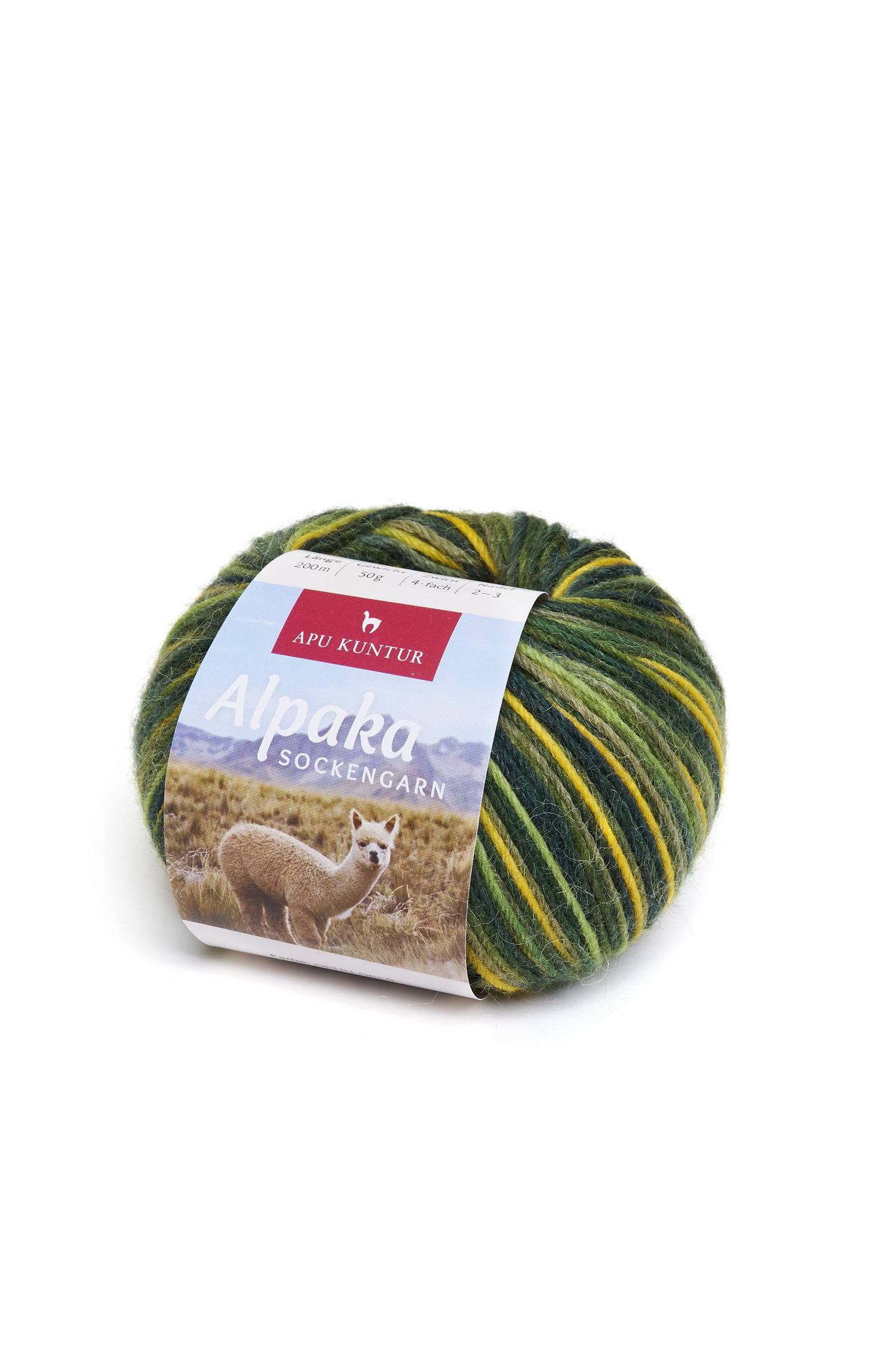 Alpaka Sockengarn MULTICOLOUR | 50g-grün/gelb