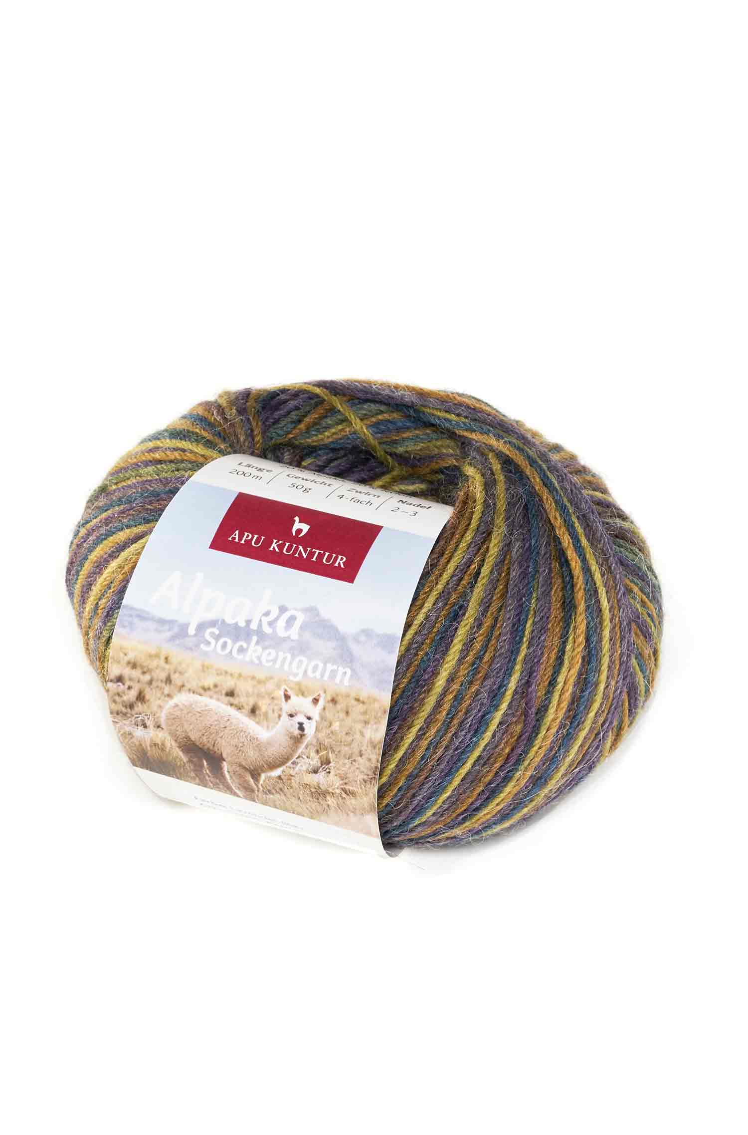Alpaka Sockengarn MULTICOLOUR | 50g-khaki/blau