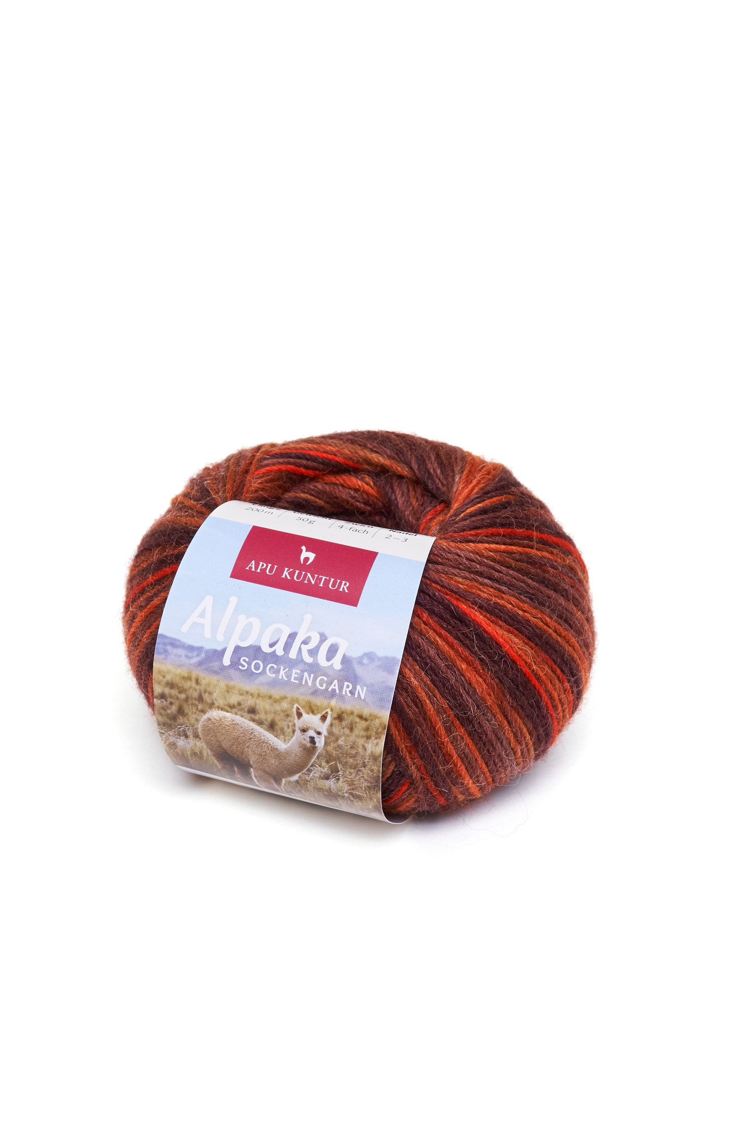 Alpaka Sockengarn MULTICOLOUR | 50g-kupfer/orange