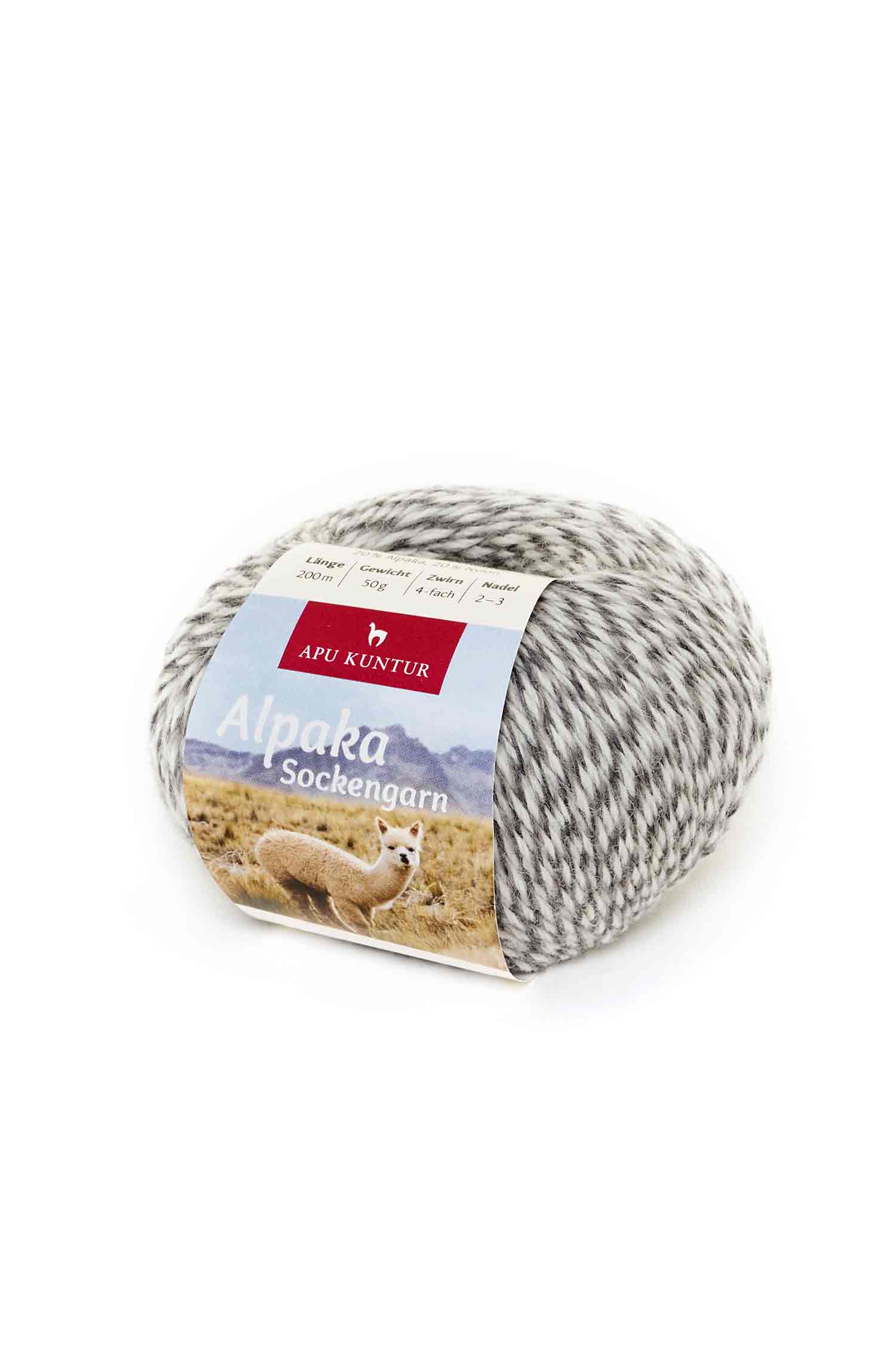 Alpaka Sockengarn MULTICOLOR | 50g-grau meliert