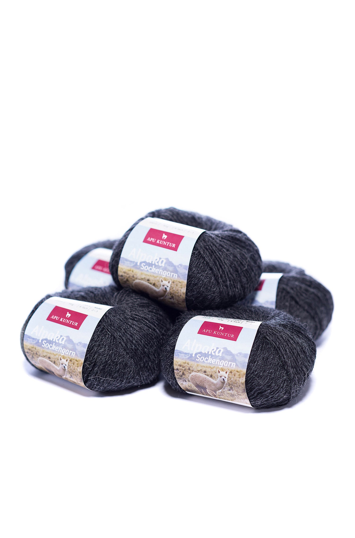 Alpaka Sockengarn MULTICOLOR | 5×50g-anthrazit