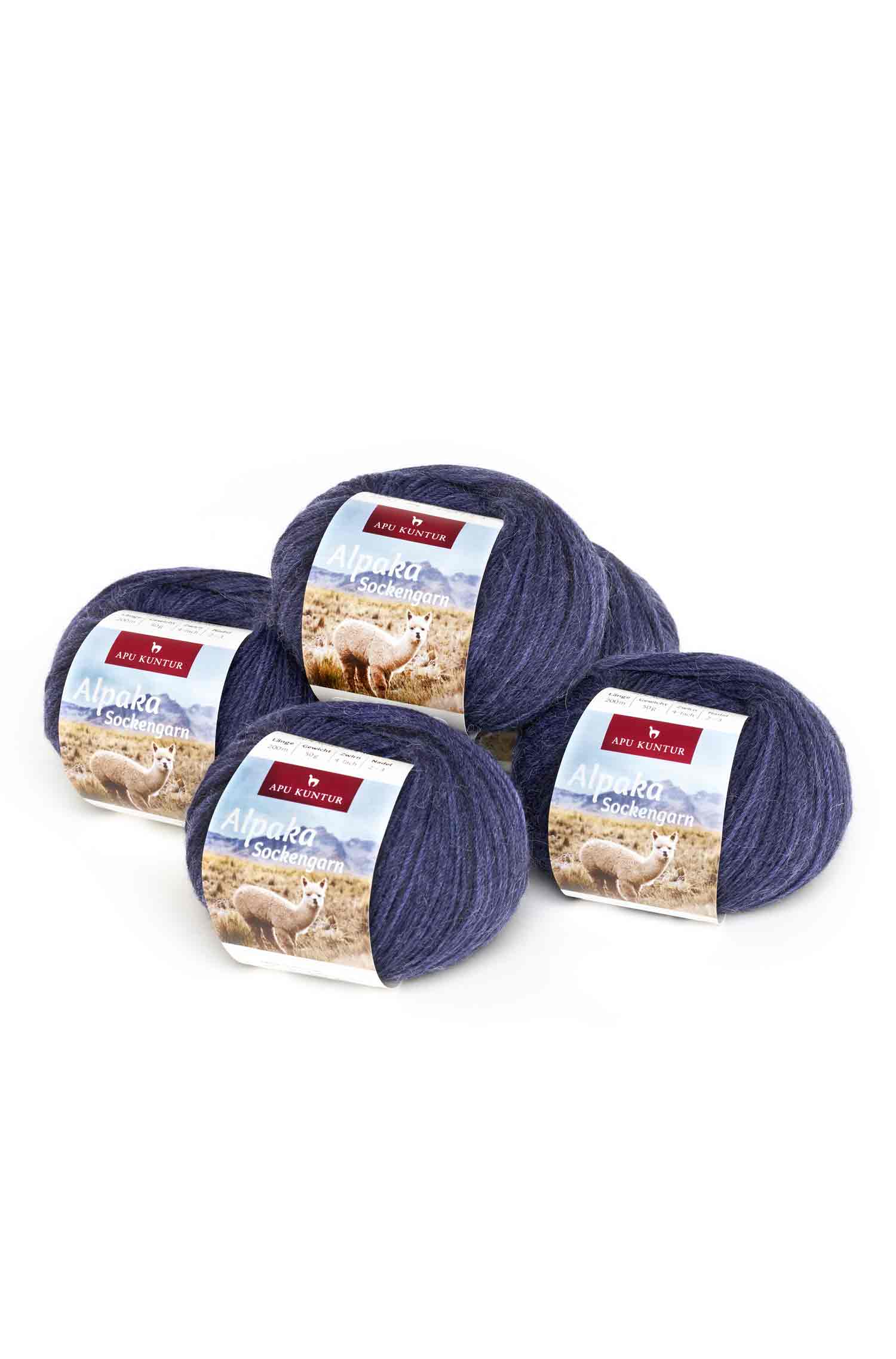 Alpaka Sockengarn MULTICOLOR | 5×50g-dunkelblau melange