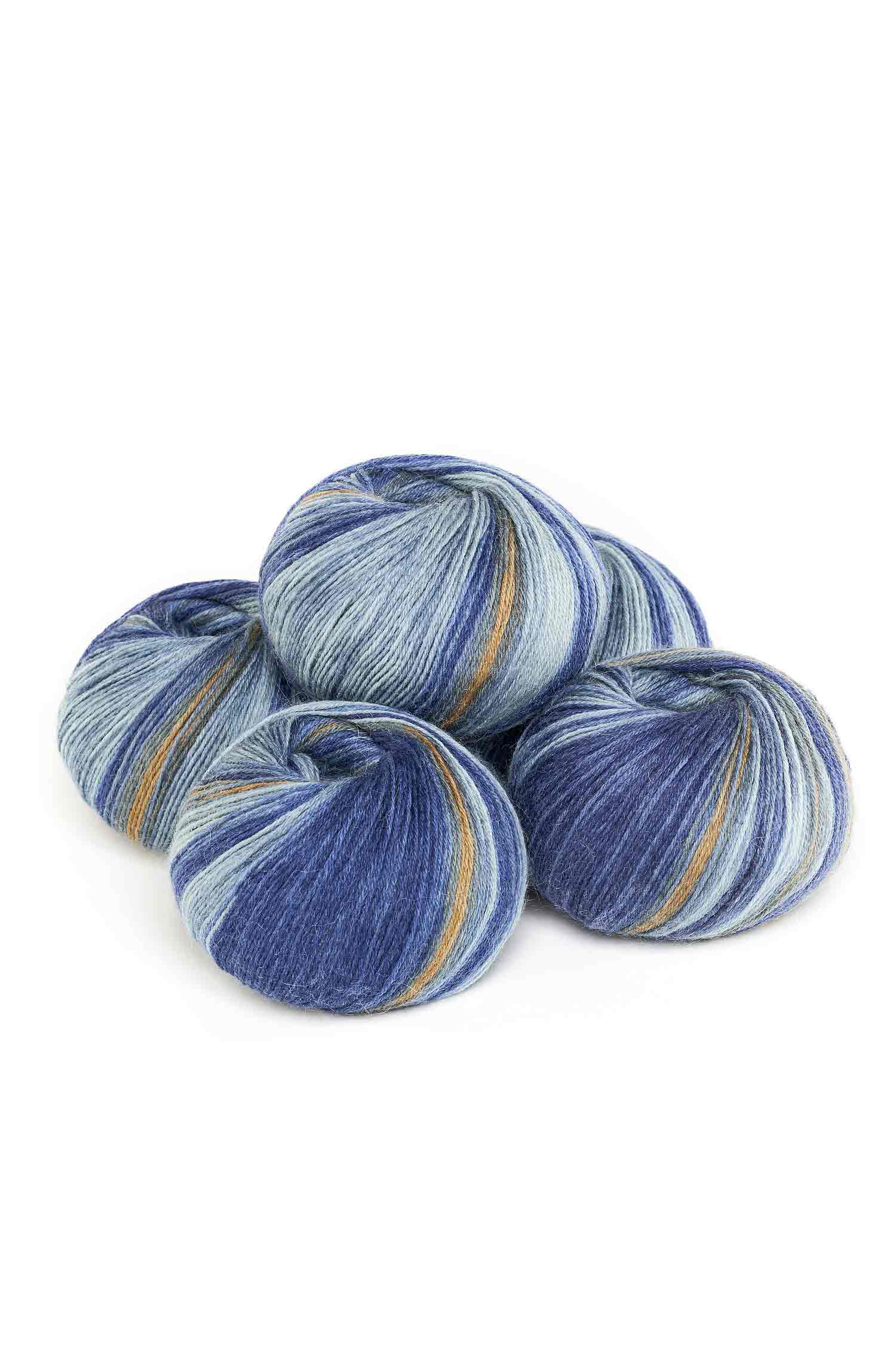 Alpaka Sockengarn HARMONY | 5×50g-ocker/blau