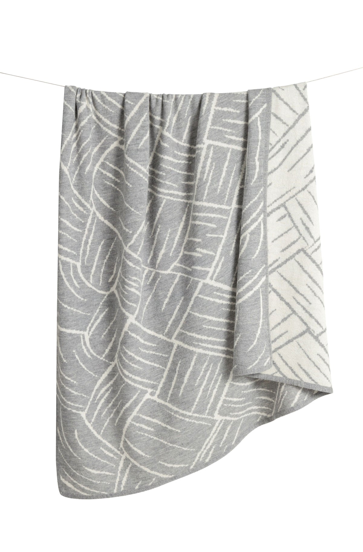 Alpaka Decke JACQUARD-grau/ecru