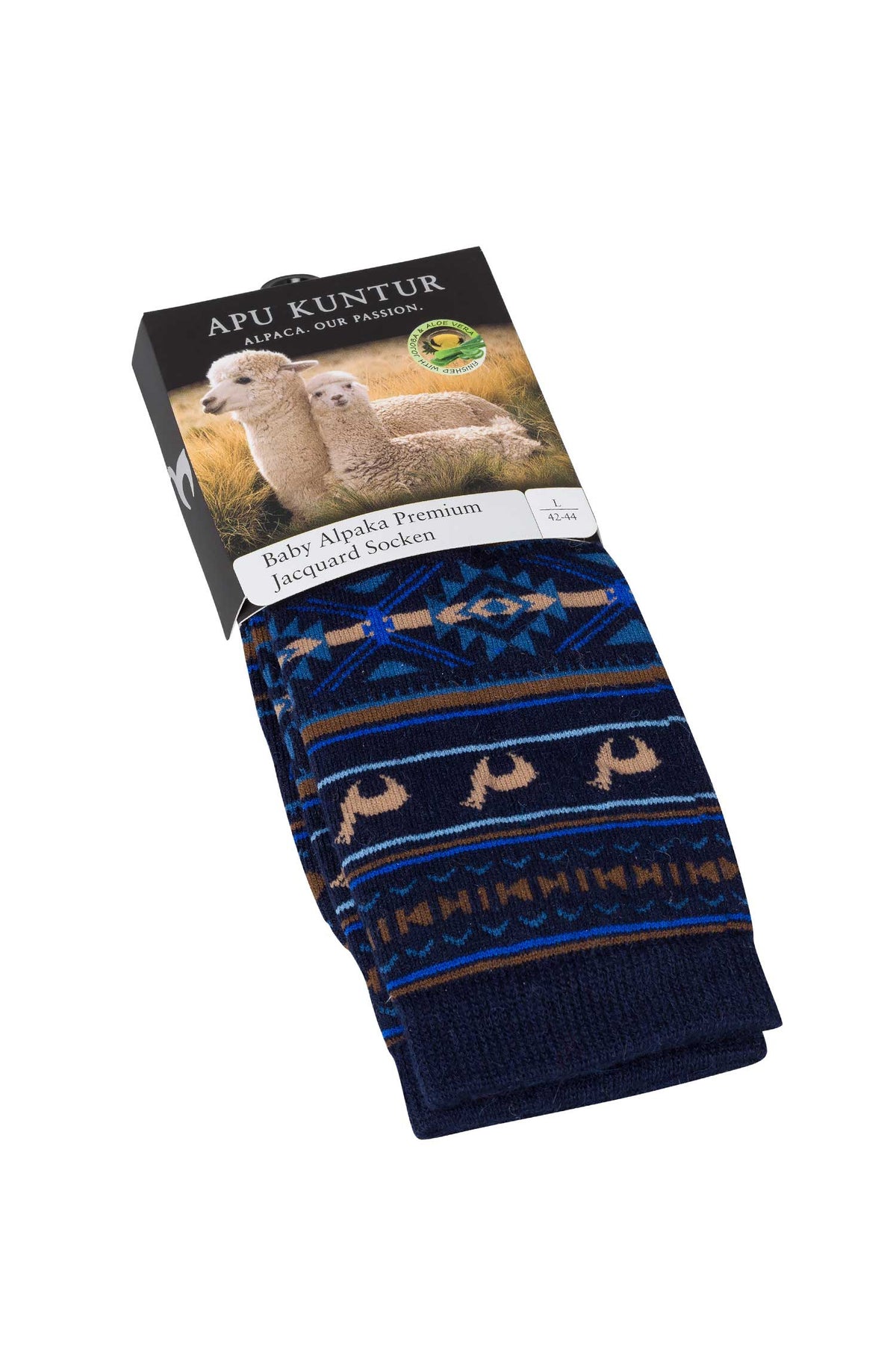 Alpaka Socken JAQUARD-marine/royal