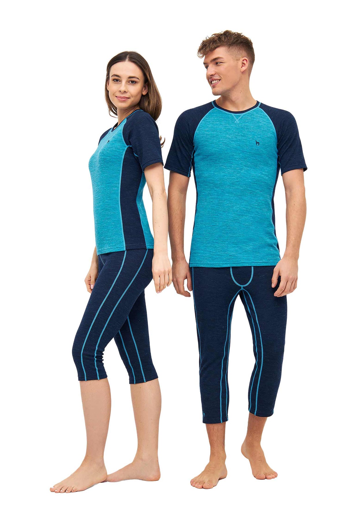 Alpaka Shirt THERMO-navy/türkis