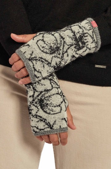 Alpaka fingerlose Handschuhe WEISS aus 100% Baby Alpaka 2