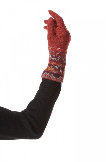 Alpaca jacquard finger gloves GELIA from 100% baby alpaca