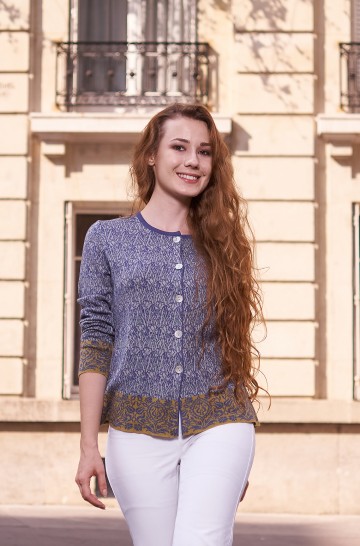 Cardigan in jacquard design MILA - organic Pima cotton for ladies