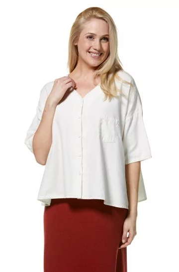 Oversize V-neck Blouse shirt ARIS made of organic pima cotton for women