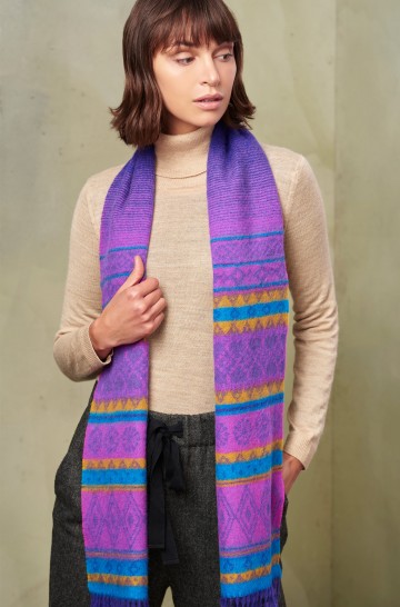 Jaquard weave shawl REGISTER SCARF alpaca ladies gents 71x12"