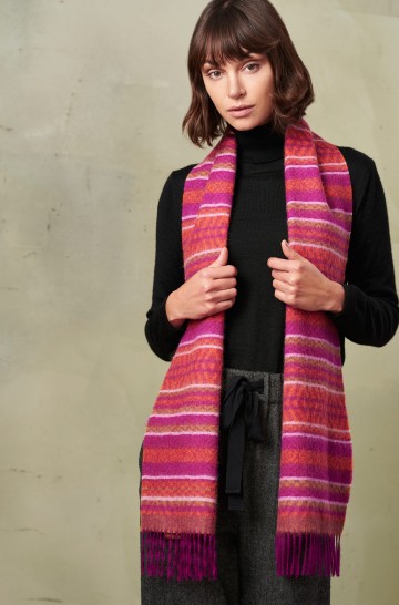 Woven jacquard shawl REIGN SCARF alpaca women men 71x12"