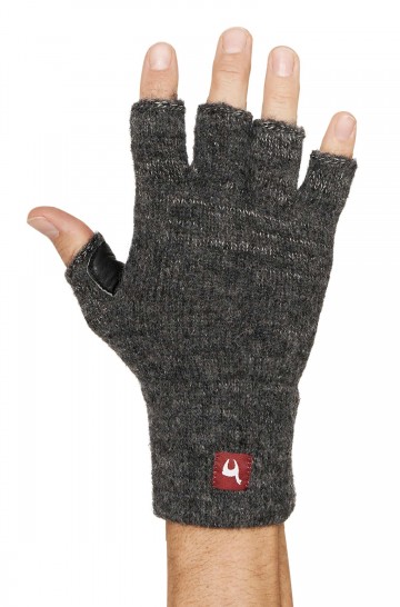 Fingerless gloves with leather palm MACHA
