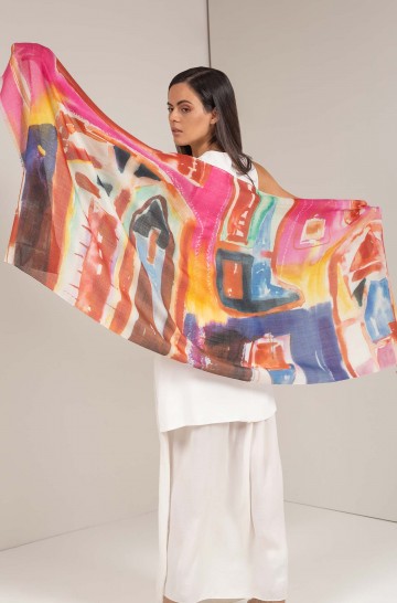 Woven scarf LA CASA AZUL alpaca silk stola ladies KUNA EXPRESSIONS