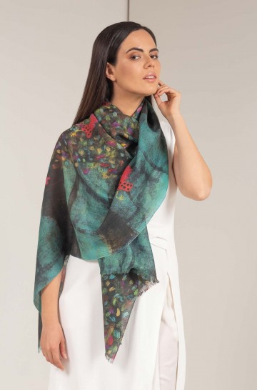 Woven scarf BOSQUE DE PETIRROJOS alpaca silk stola ladies KUNA EXPRESSIONS