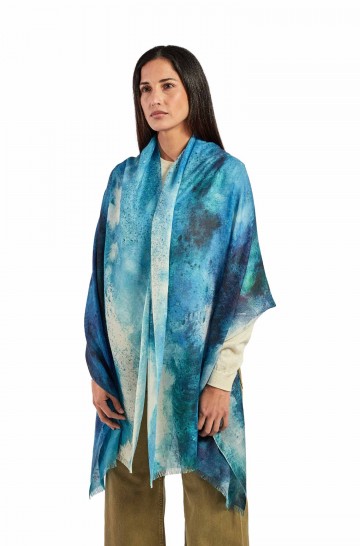 Woven scarf ETERNA DANZA MARINA alpaca silk stola ladies KUNA EXPRESSIONS
