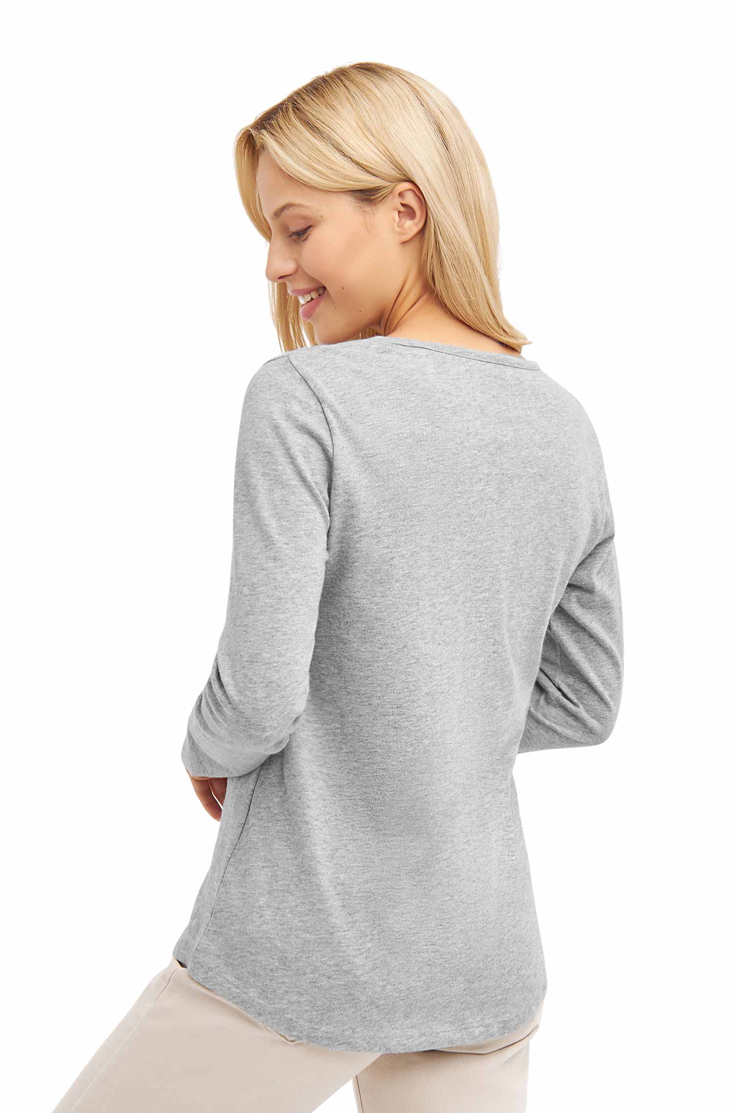 Royal Alpaka Langarm-Shirt RUNDHALS-grau