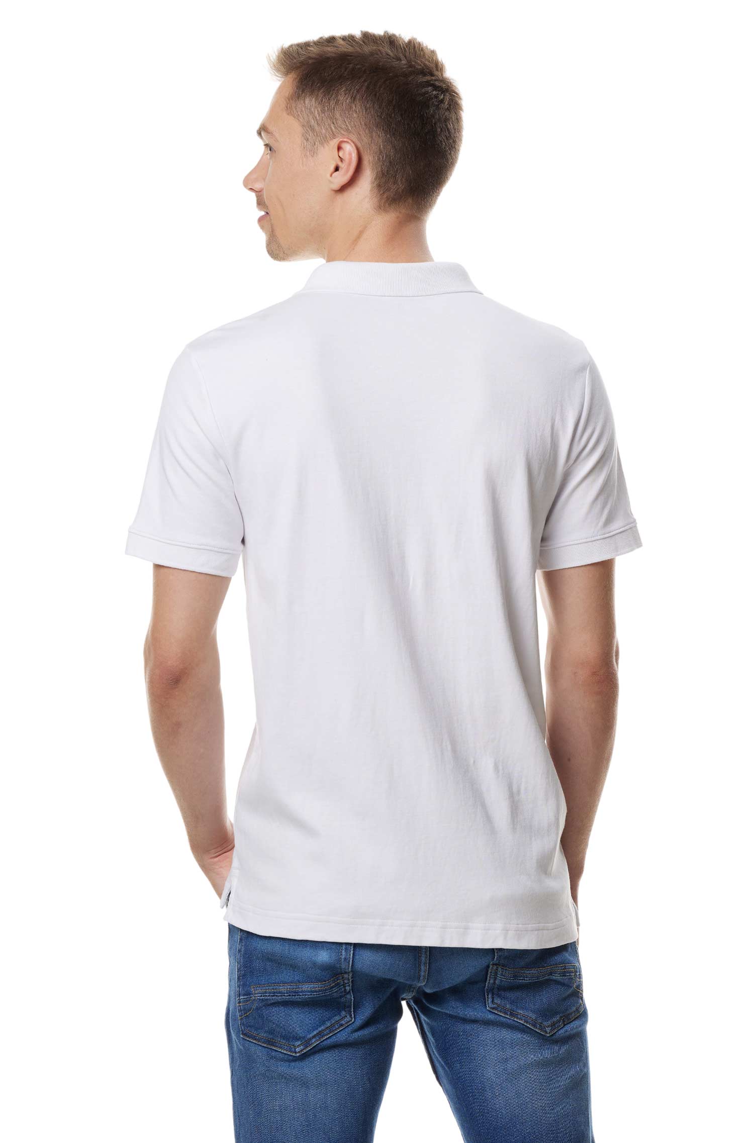 Polo Shirt aus 100% Bio Pima Baumwolle-weiss