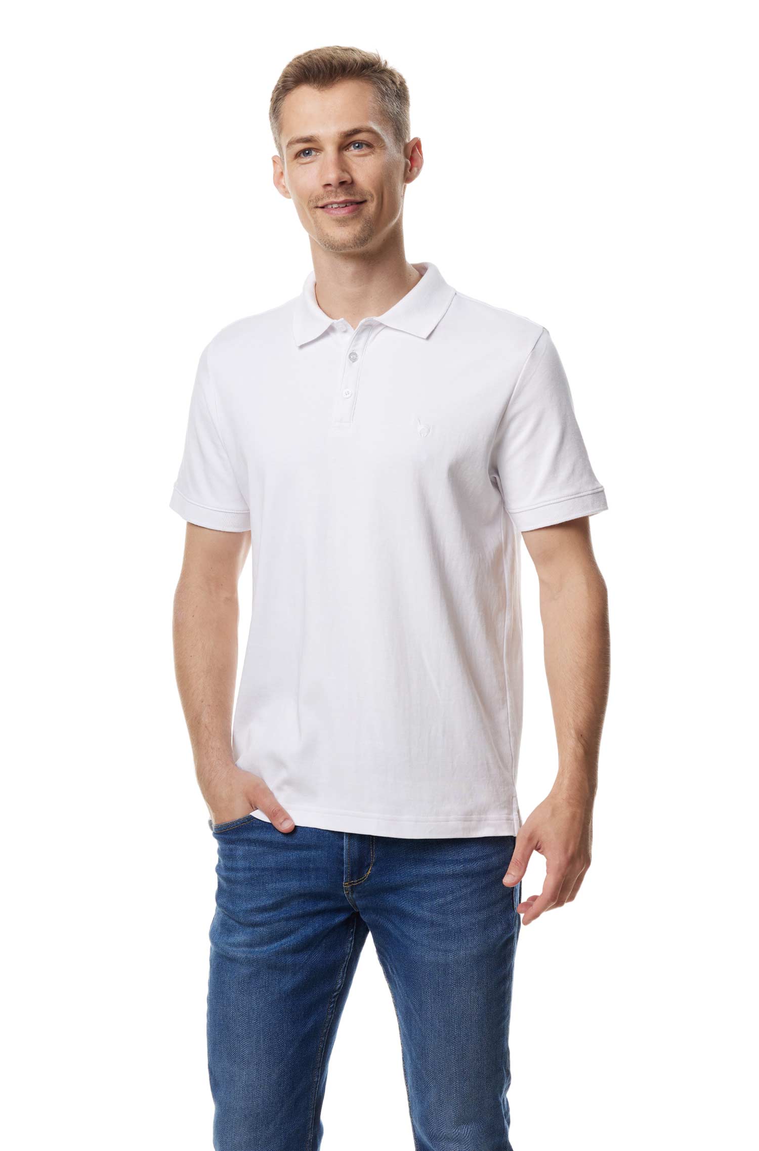 Polo Shirt aus 100% Bio Pima Baumwolle-weiss