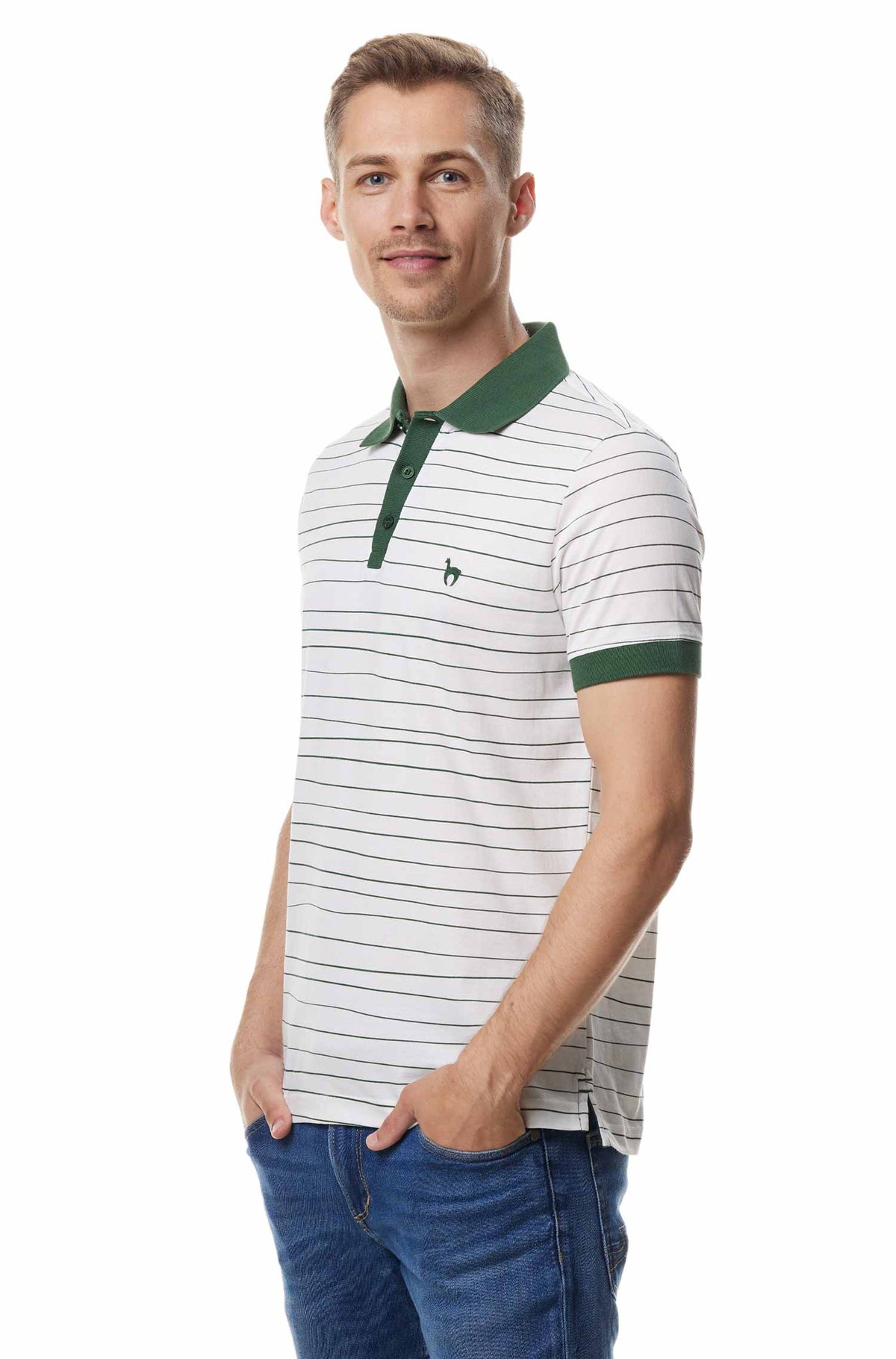 Poloshirt LINEAS-waldgrün