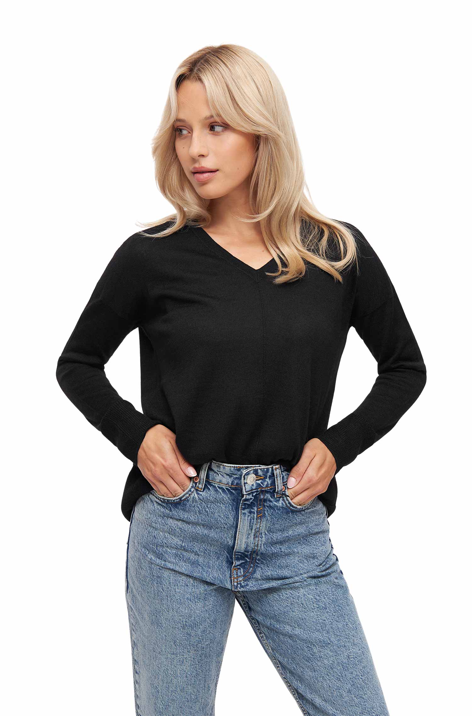 Pullover AMBRA aus Baby-Alpaka-Baumwoll-Mix-schwarz