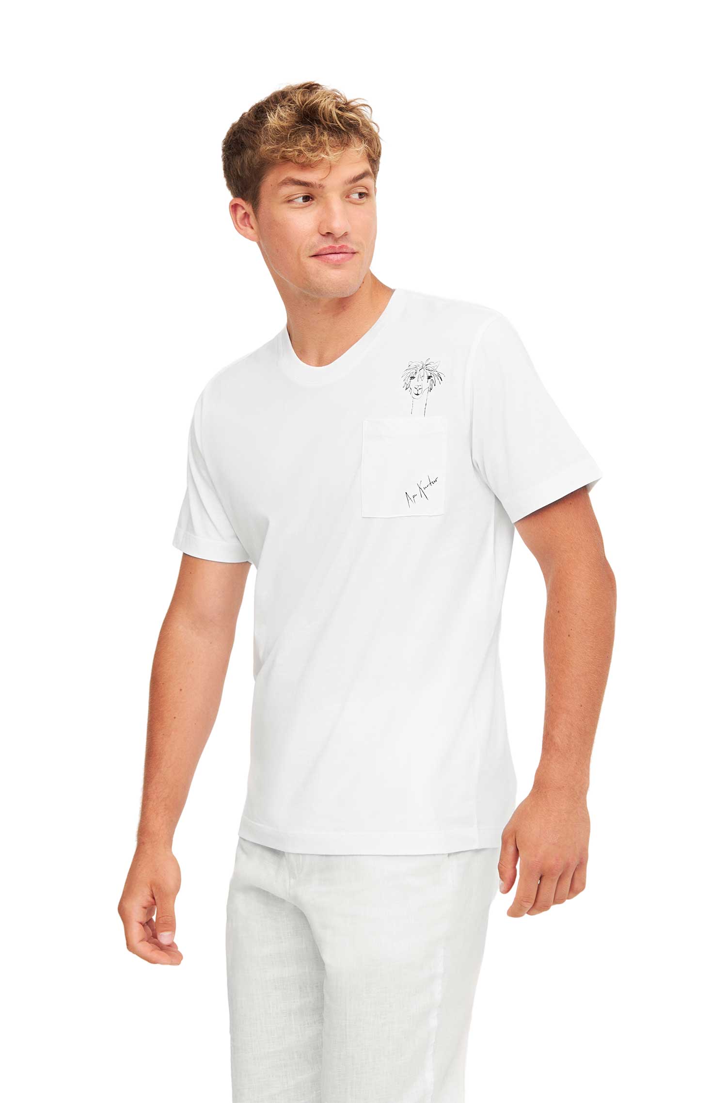 T-Shirt RASSI mit Alpaka-Print und Tasche-weiss