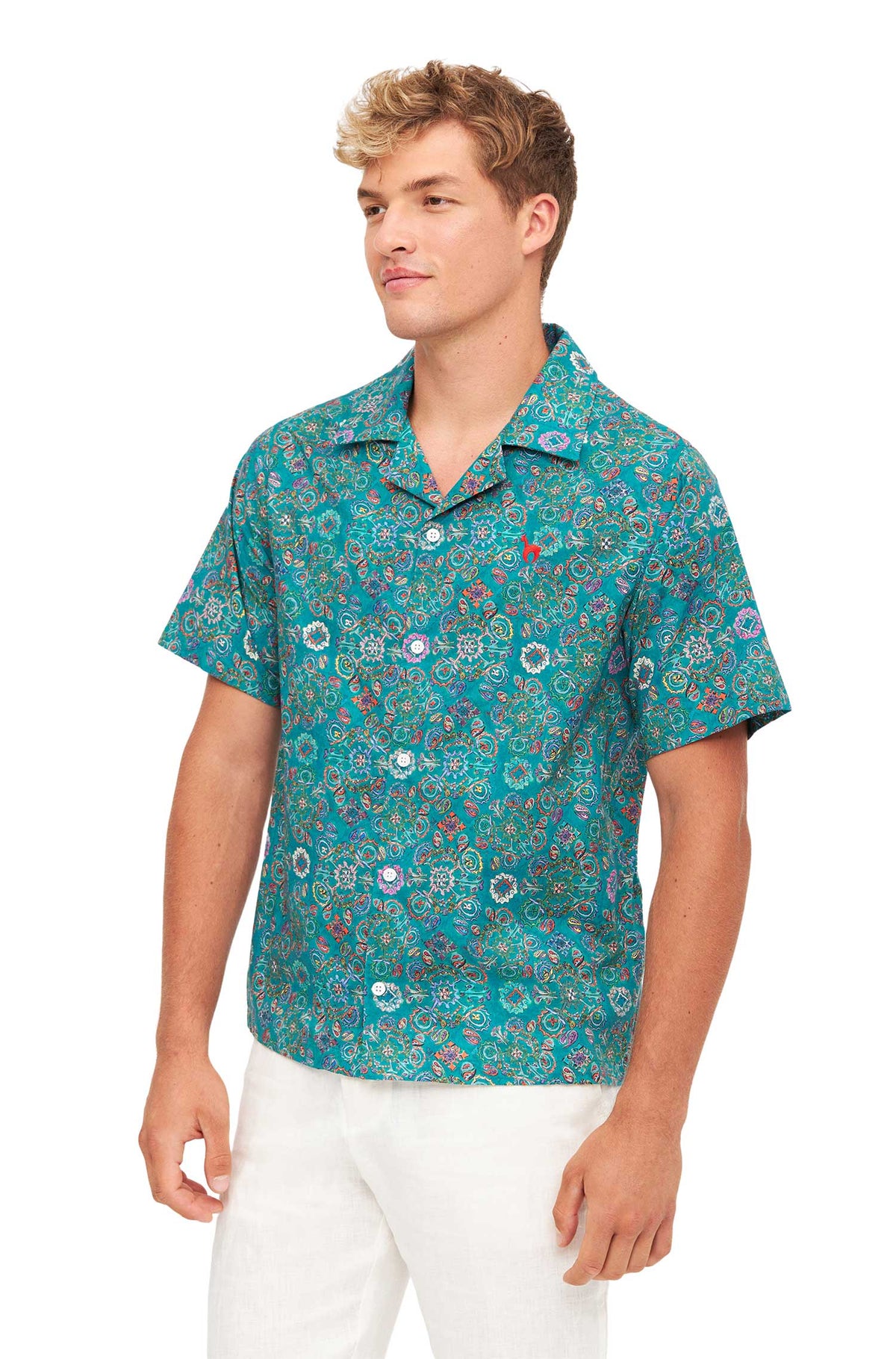 Hawaihemd FLORAL ETHNO-turquoise