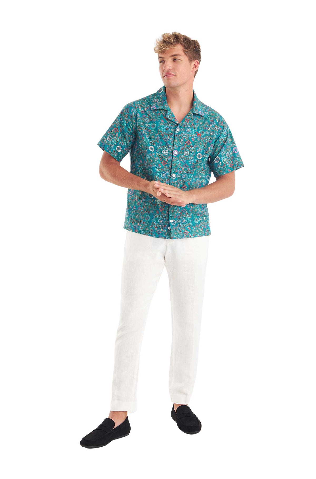 Hawaihemd FLORAL ETHNO-turquoise