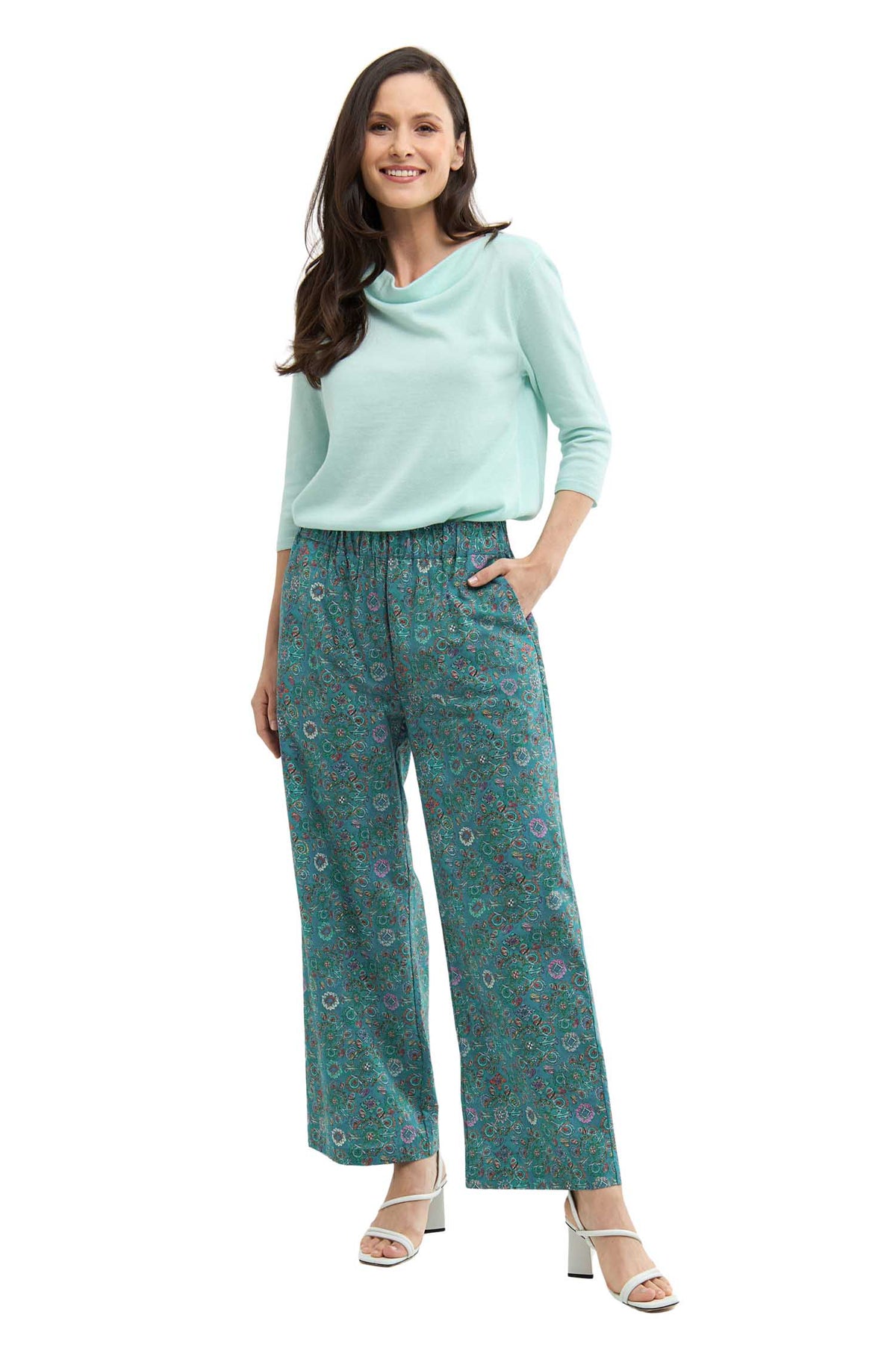 Hose FLORAL ETHNO-turquoise