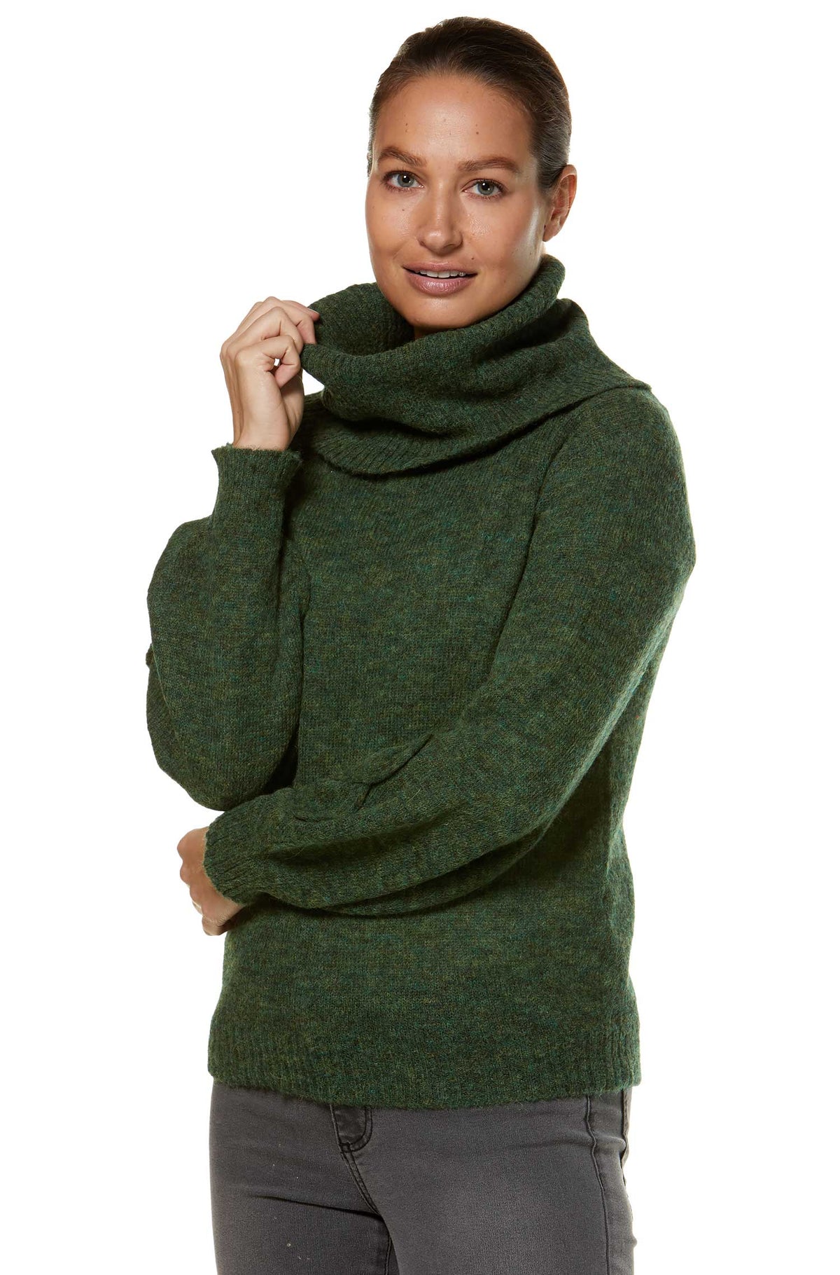 Alpaka Rollkragenpullover SALOMON-grün