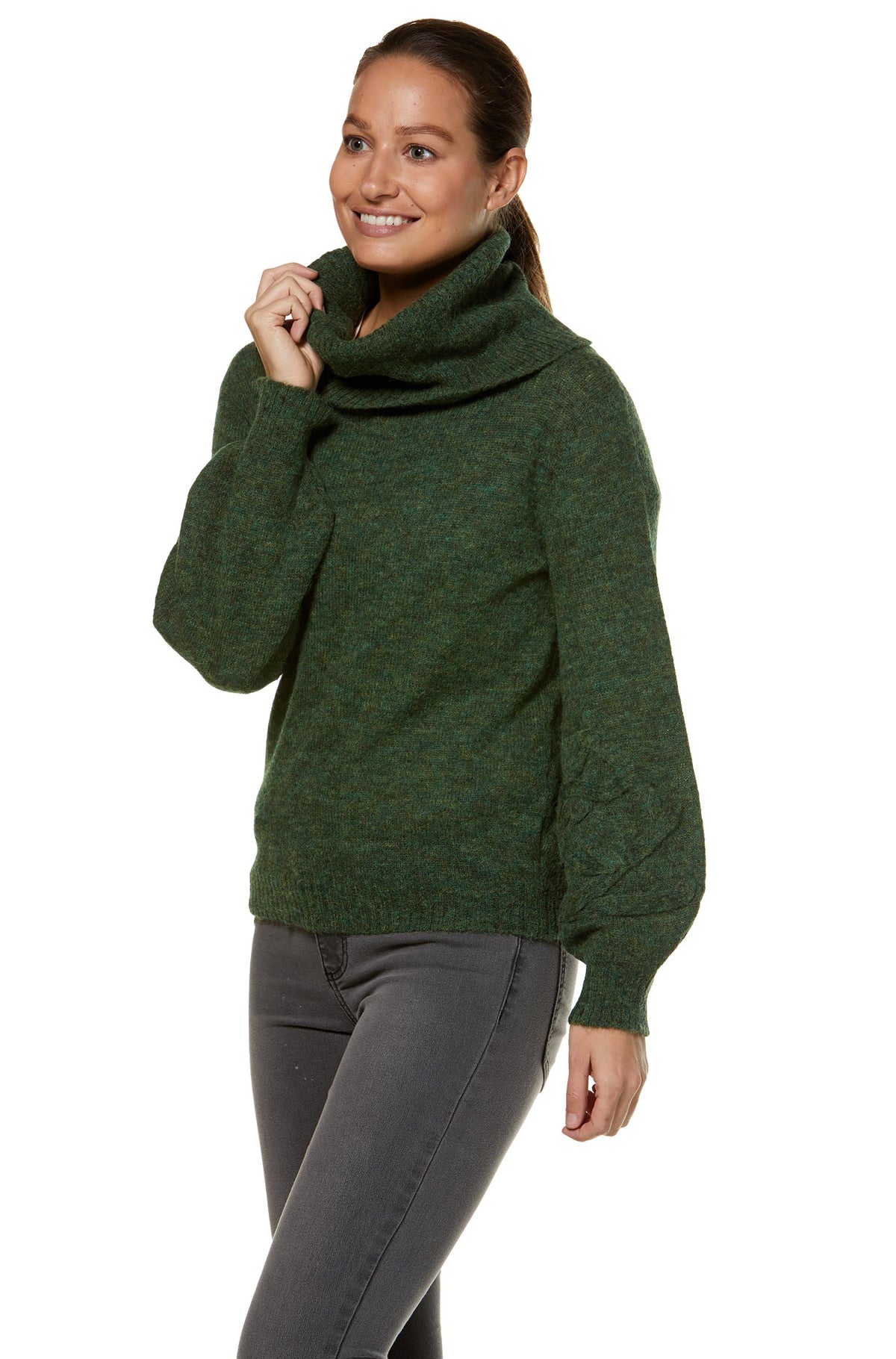 Alpaka Rollkragenpullover SALOMON-grün