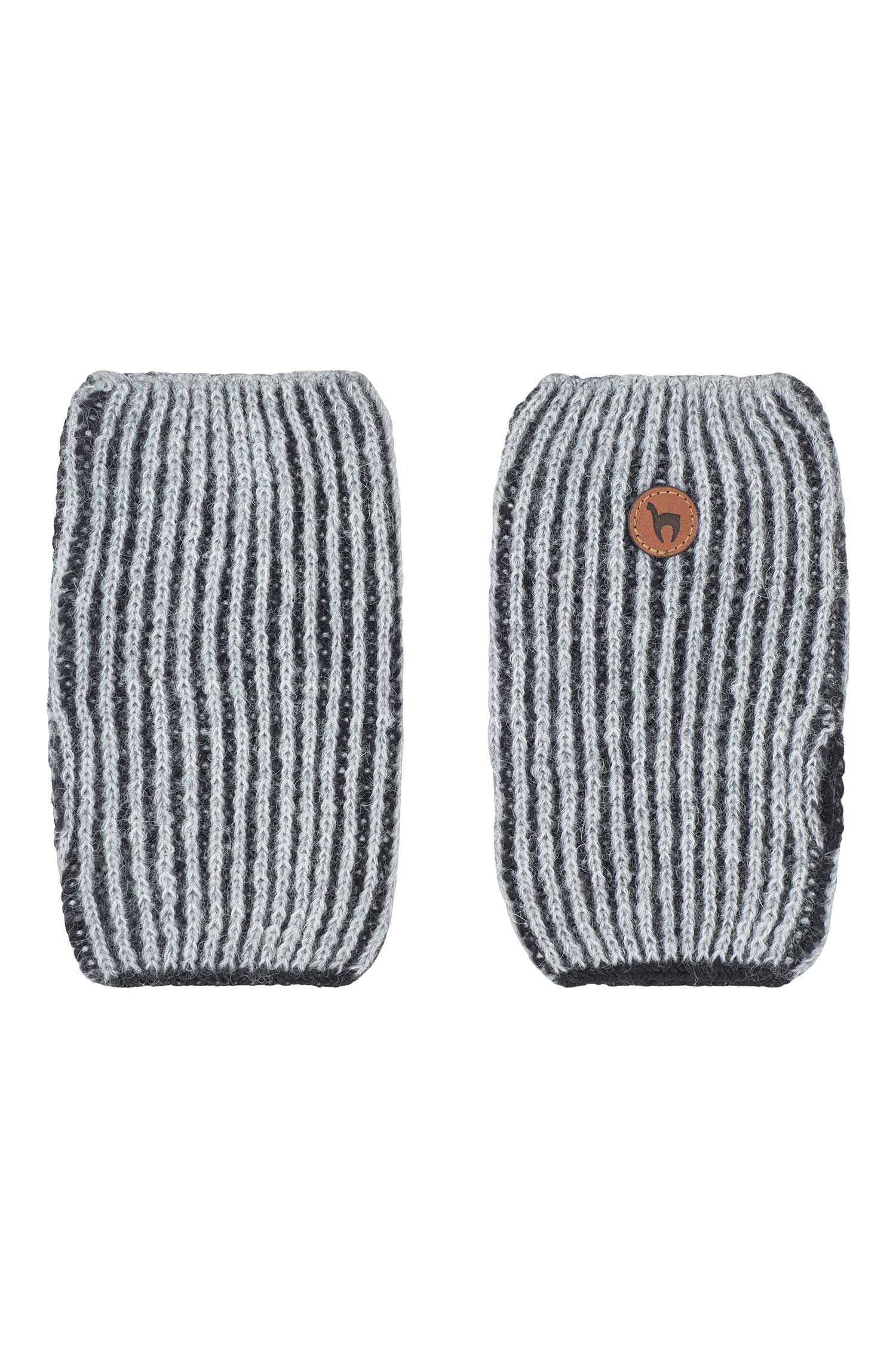 Alpaka Pulswärmer MARINO aus Baby Alpaka & Baumwolle-silber/schwarz