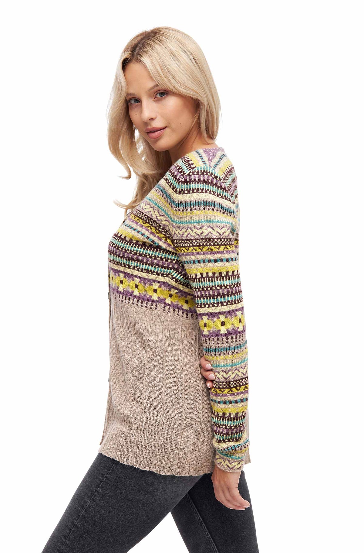 Alpaka Strickjacke DILAYA-sand