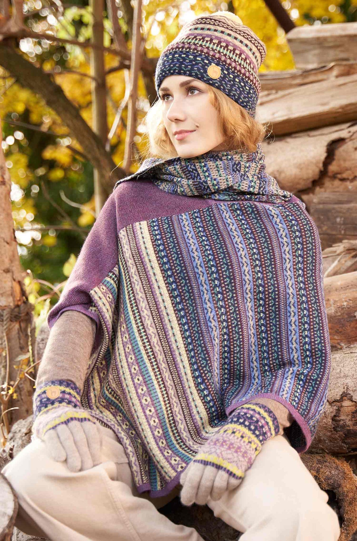 Alpaka Poncho DILAYA-orchidee