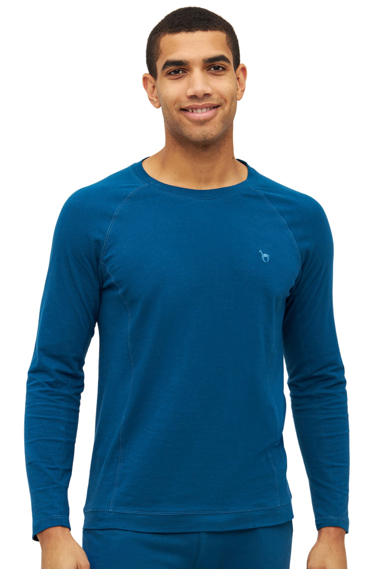 Alpaka Pyjama Herren Oberteil DREAMLINE aus Alpaka-Baumwoll-Mix-midnight blue