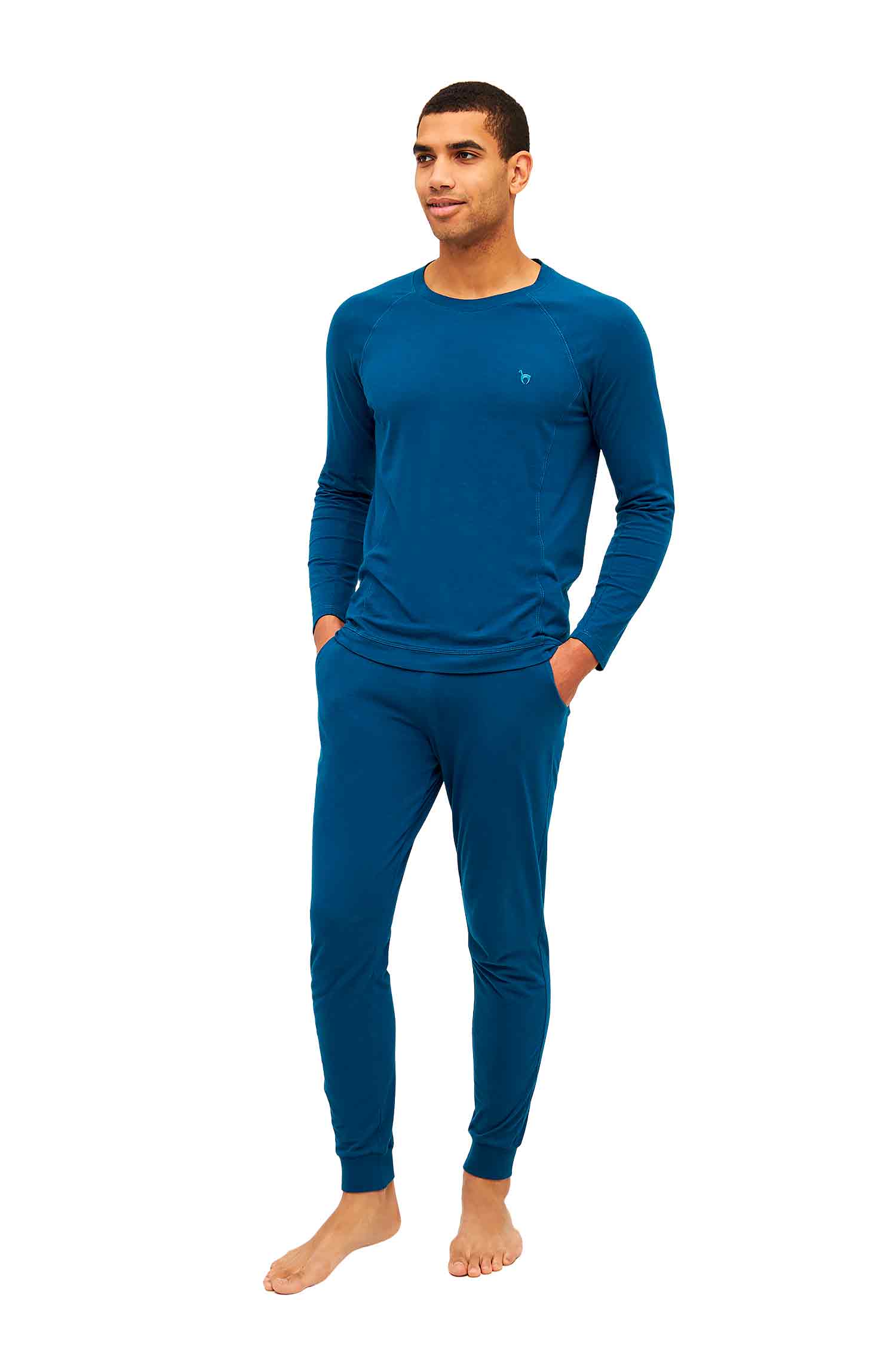 Alpaka Pyjama Herren Hose DREAMLINE aus Alpaka-Baumwoll-Mix-midnight blue