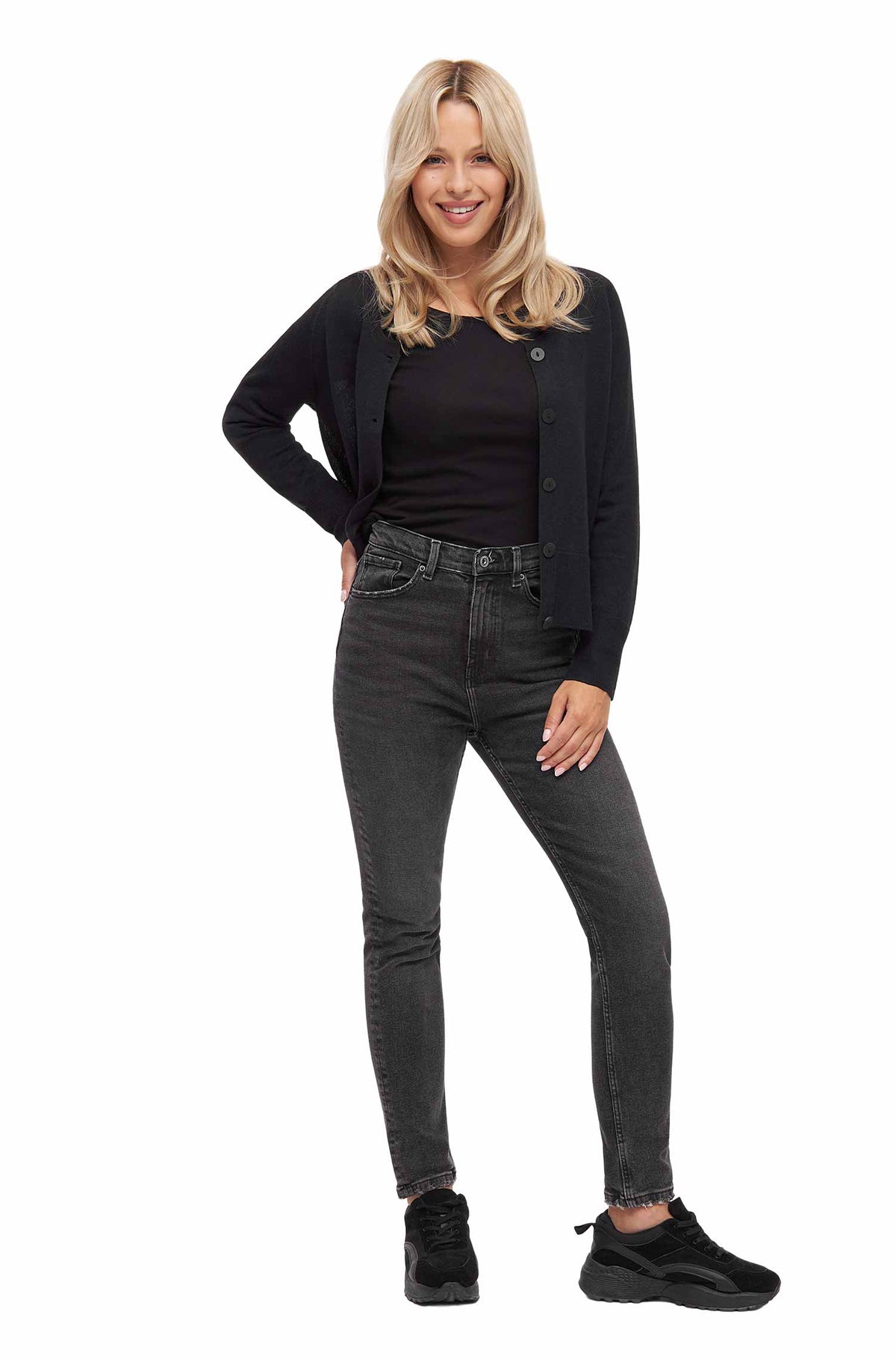 Alpaka Strickjacke ALINA-schwarz