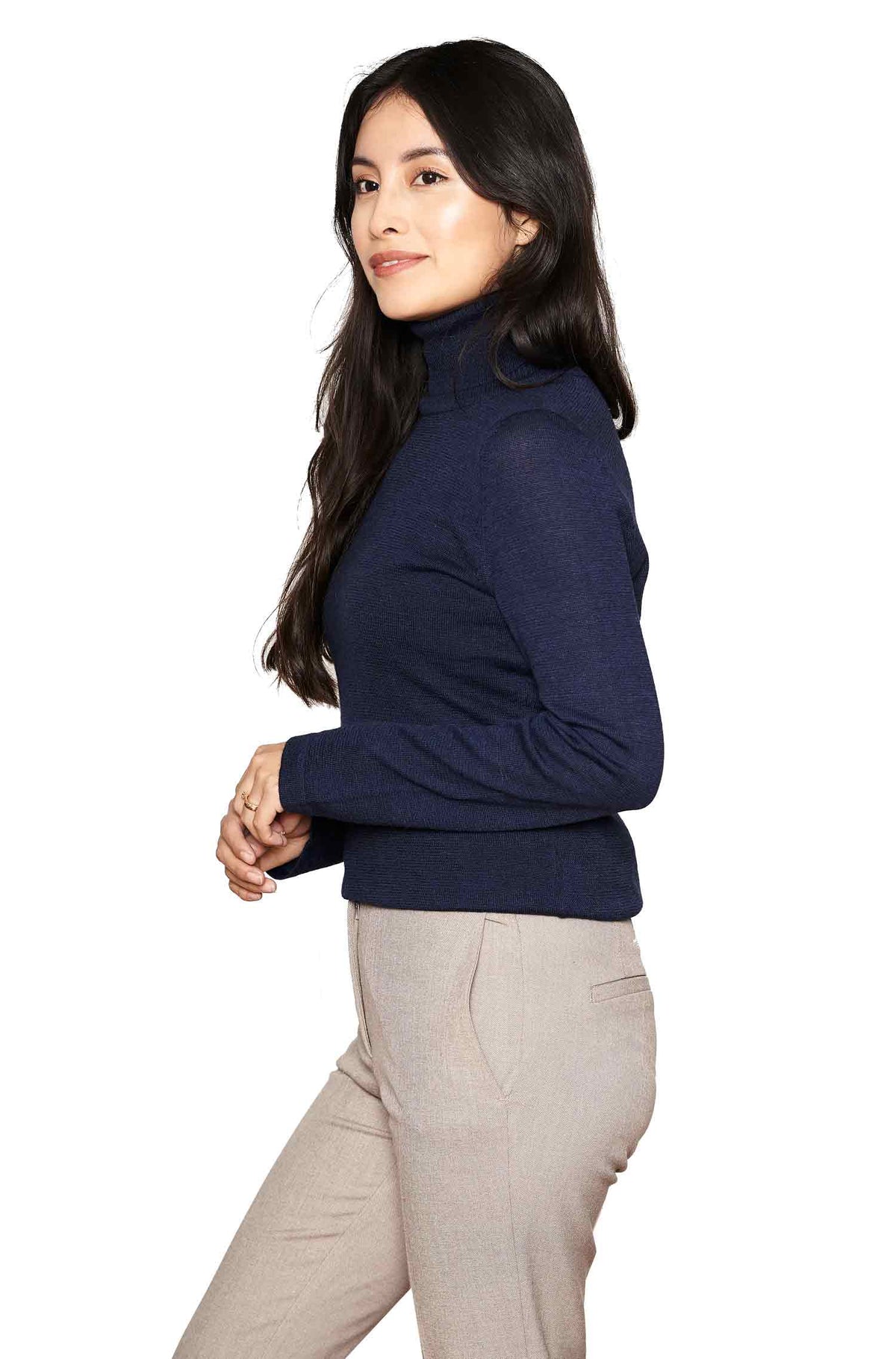 Alpaka Rollkragenpullover MADAI-dunkelblau