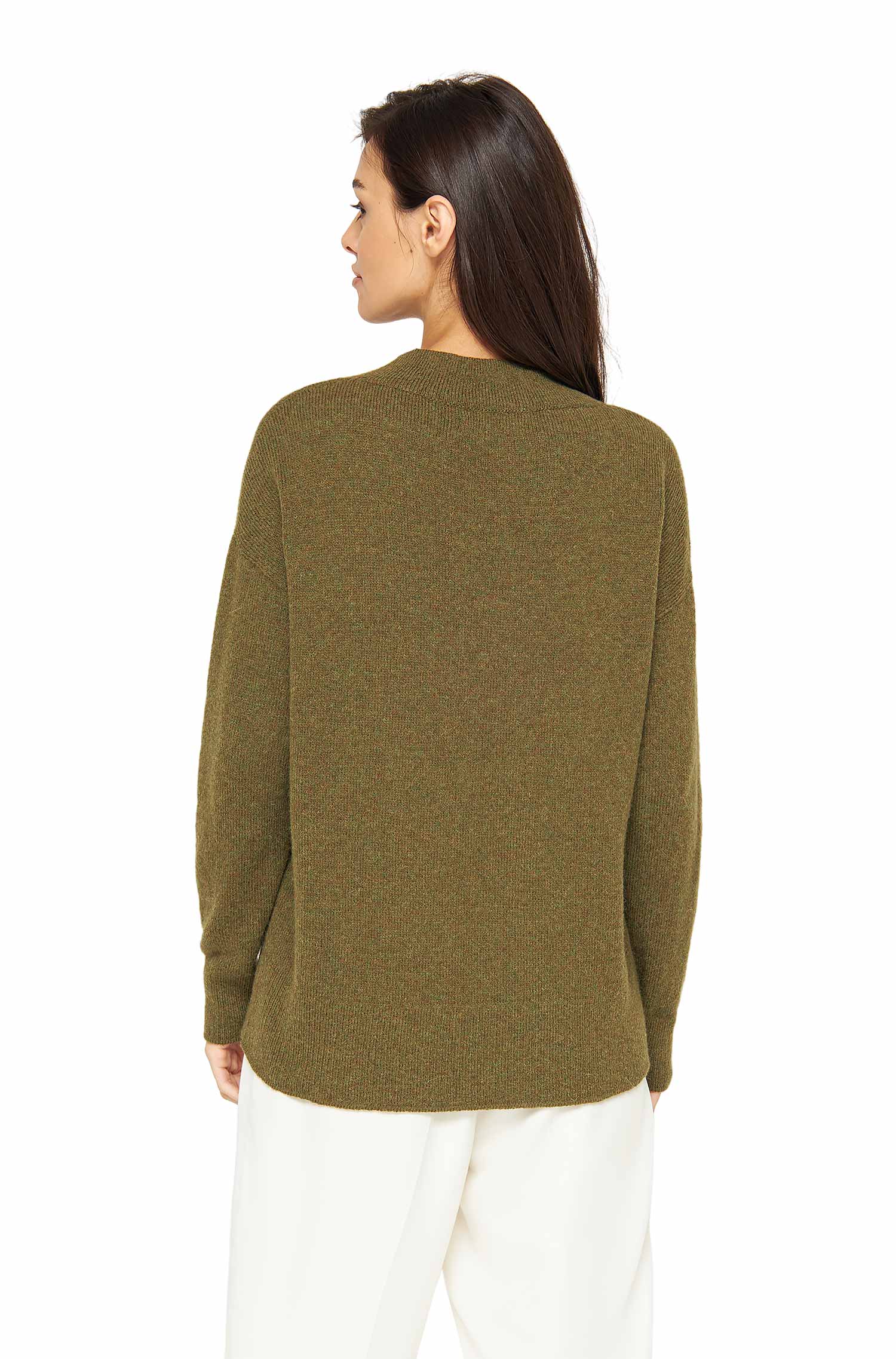 Alpaka Pullover GRAZIA aus Alpaka-Merino-Mix-olivgrün