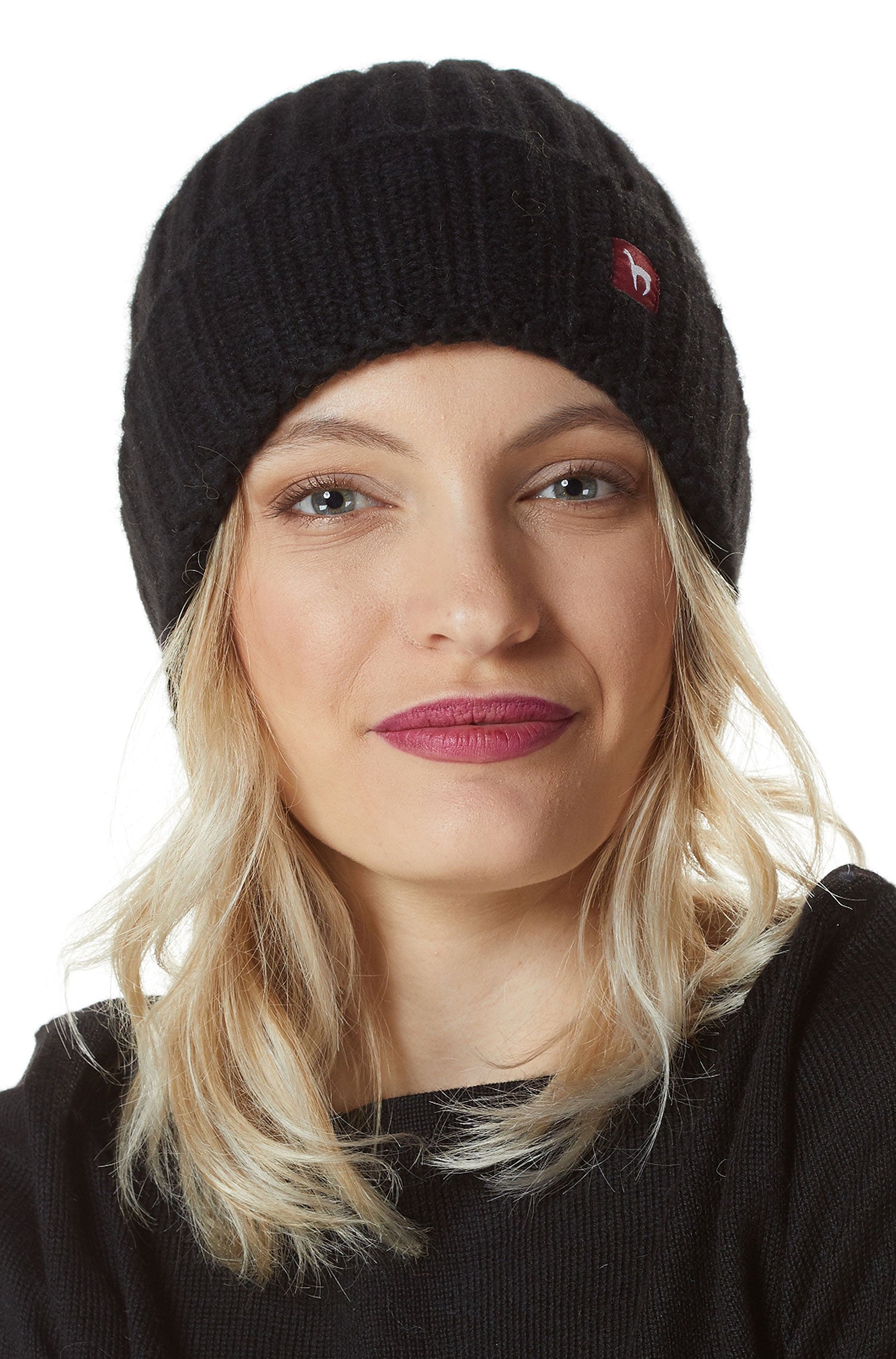 Alpaka Mütze BIANCA aus Baby Alpaka und Woll-Mix-schwarz