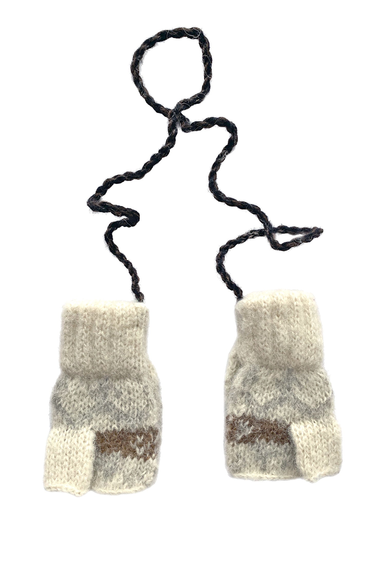 Alpaka Känguru-Handschuhe NATURA für Kinder aus 100% Alpaka Superfein-weiss