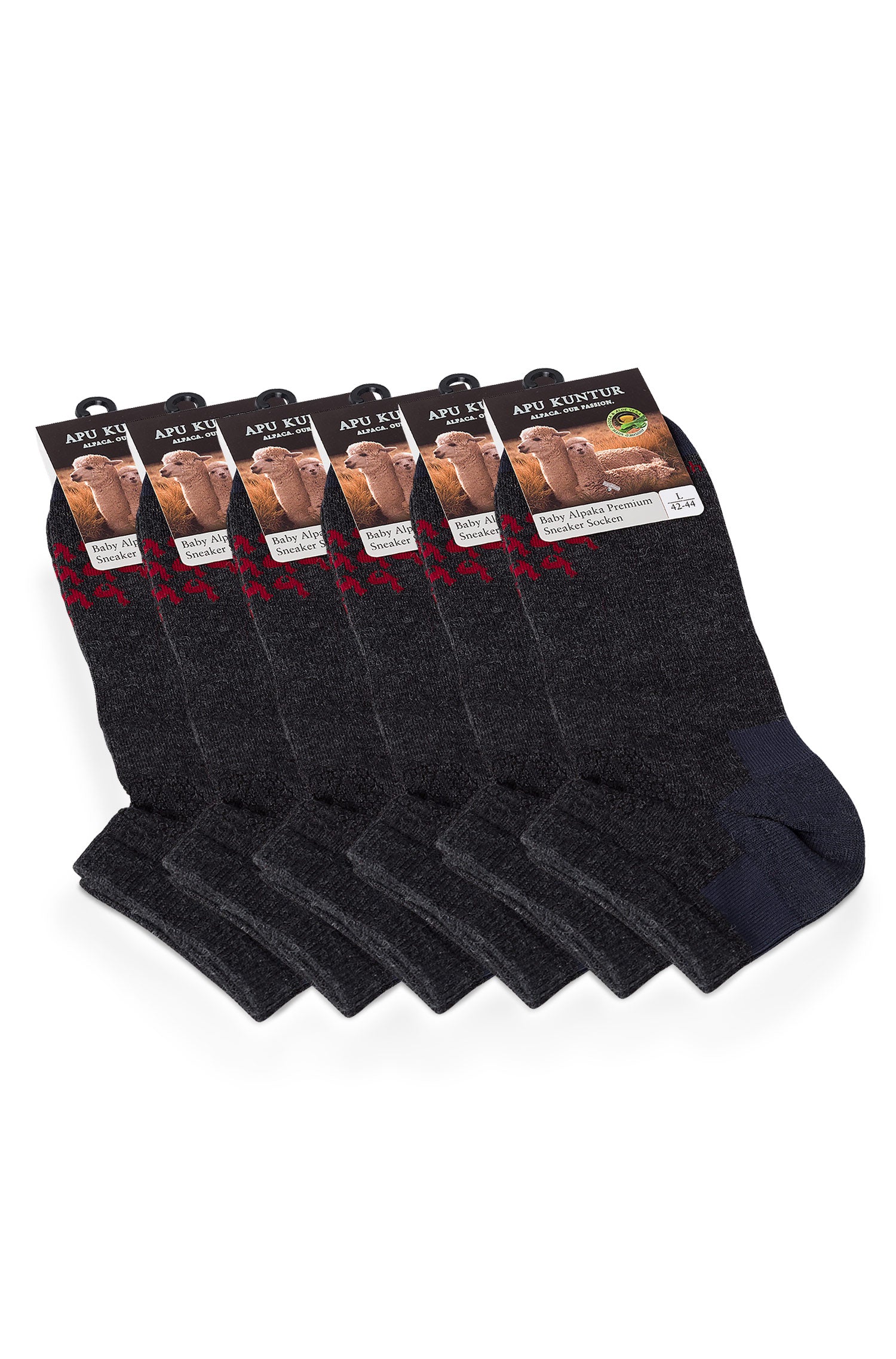 Alpaka SNEAKER-SOCKEN 6er Pack aus 70% Baby Alpaka & 25% Pima Baumwolle-anthrazit