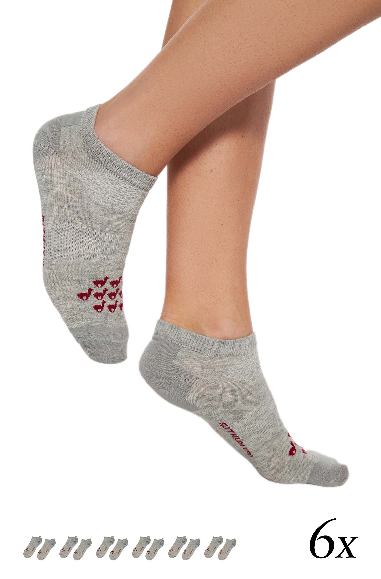 Alpaka SNEAKER-SOCKEN 6er Pack aus 70% Baby Alpaka & 25% Pima Baumwolle-silbergrau